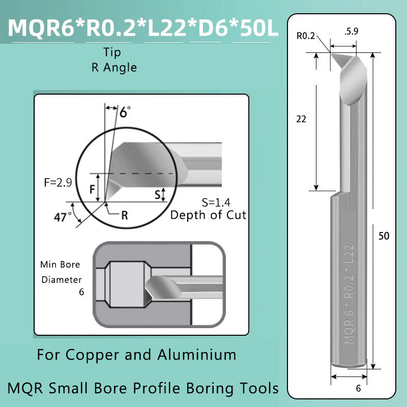 Small Hole Boring Tool Tungsten Steel Alloy MQR CNC Shockproof Inner Hole Boring Bar Micro Small Hole Turning Tool Shandong Denso Pricision Tools Co.,Ltd.